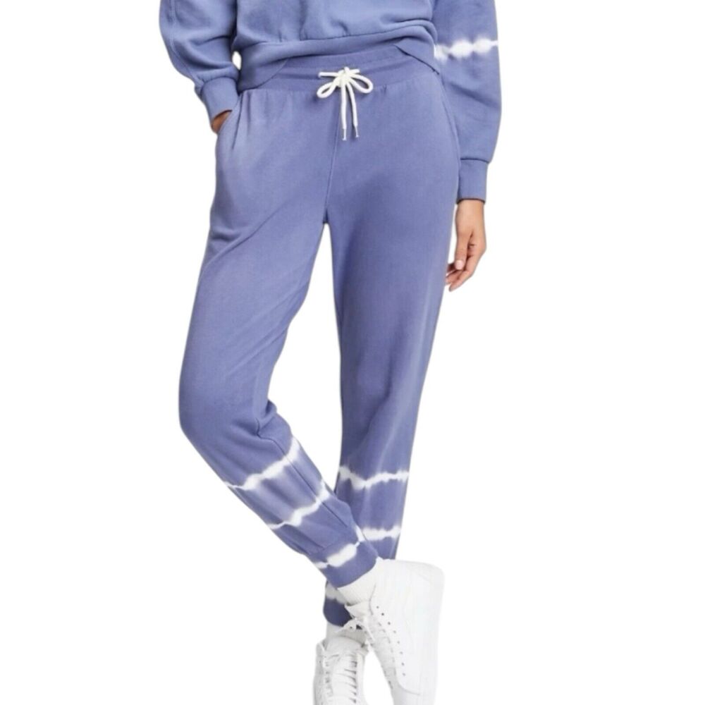 Gap Sweats Blue White Tie Dye Fleece Lined Jogger Sweatpants Women’s Size Small